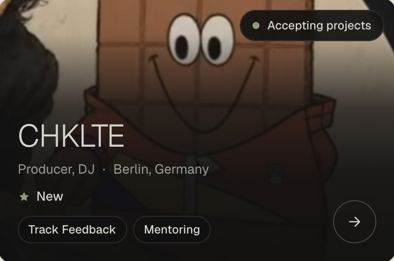 Resident card: CHKLTE, producer and DJ from Berlin: Track Feedback, Mentoring